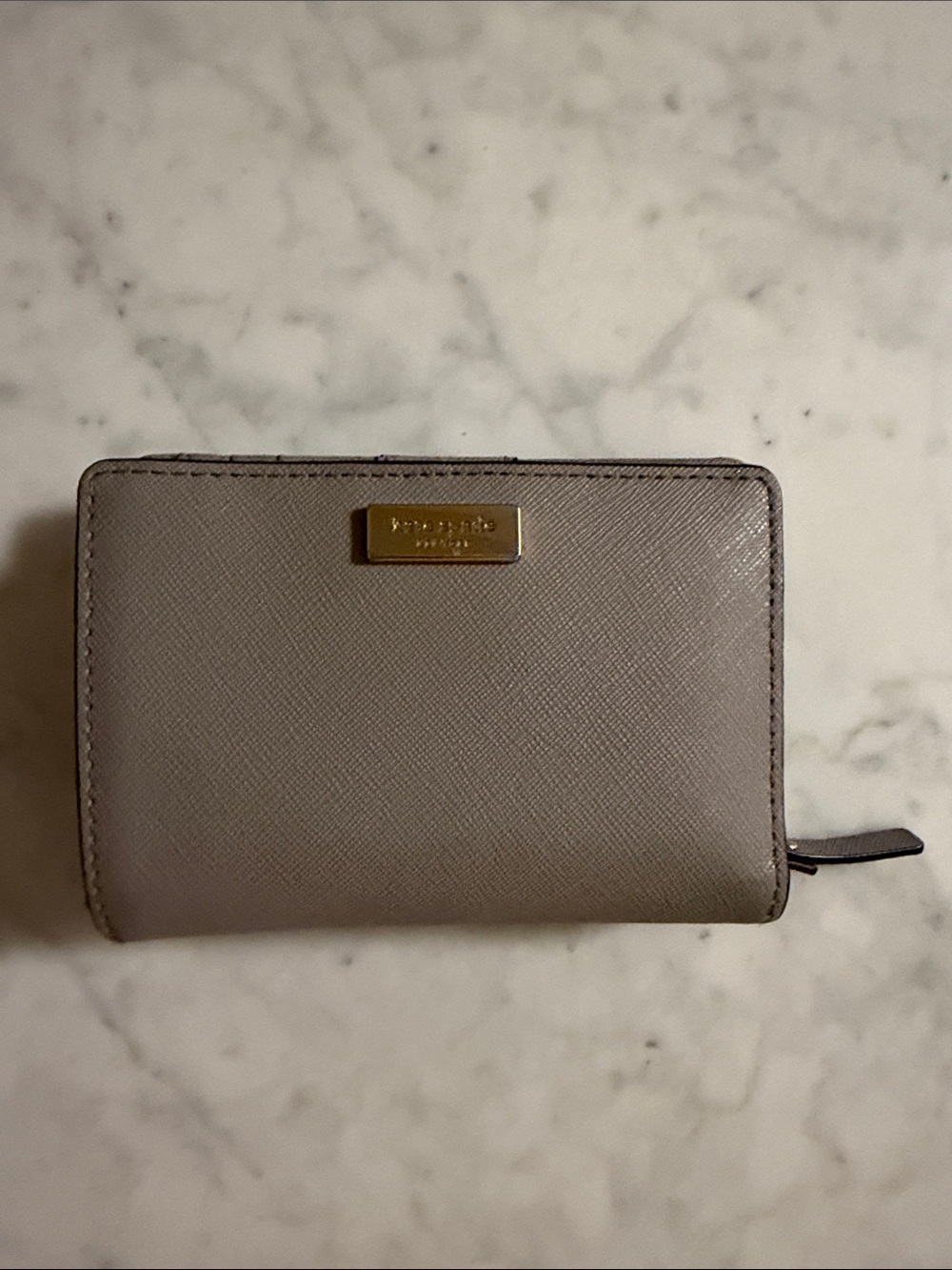 kate spade Compact Saffiano Zip Wallet in Taupe